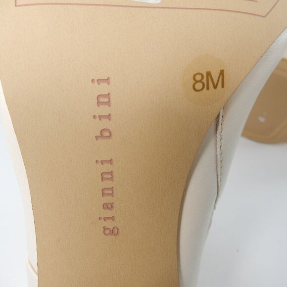 Gianni Bini Donovan Heeled Leather Mules Size 8 Cream Gold Curved Heels NEW - Picture 14 of 16